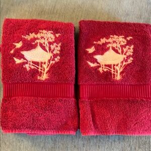 Burgundy embroidered towels